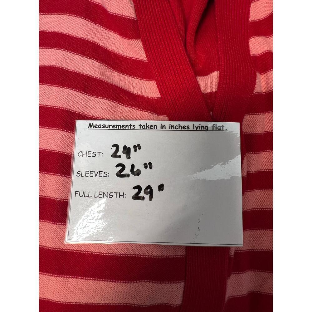 Cabi Cranberry Picnic Cardigan Summer Stripe Cotton Sweater Small - Picture 8 of 9